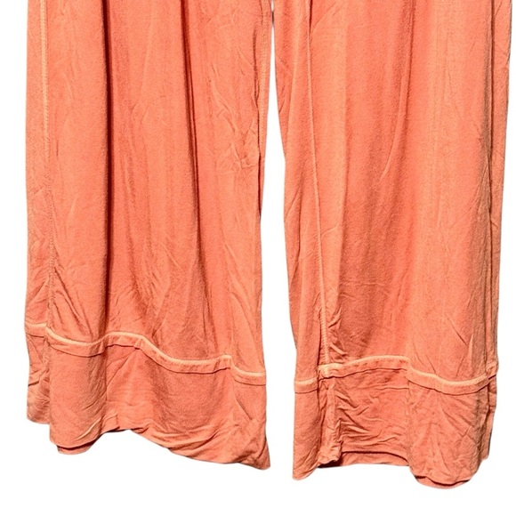 Free People Wide Leg Ruffle Elastic Split Waistband Soft Jersey Knit Pants - Picture 4 of 9